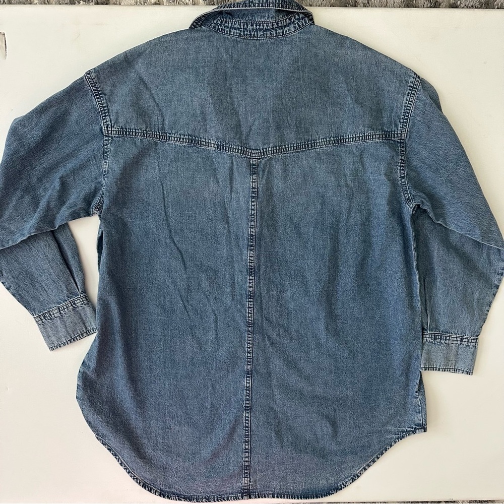 Jessica Simpson Blue Denim Button-Up Shirt Size L - Picture 7 of 14